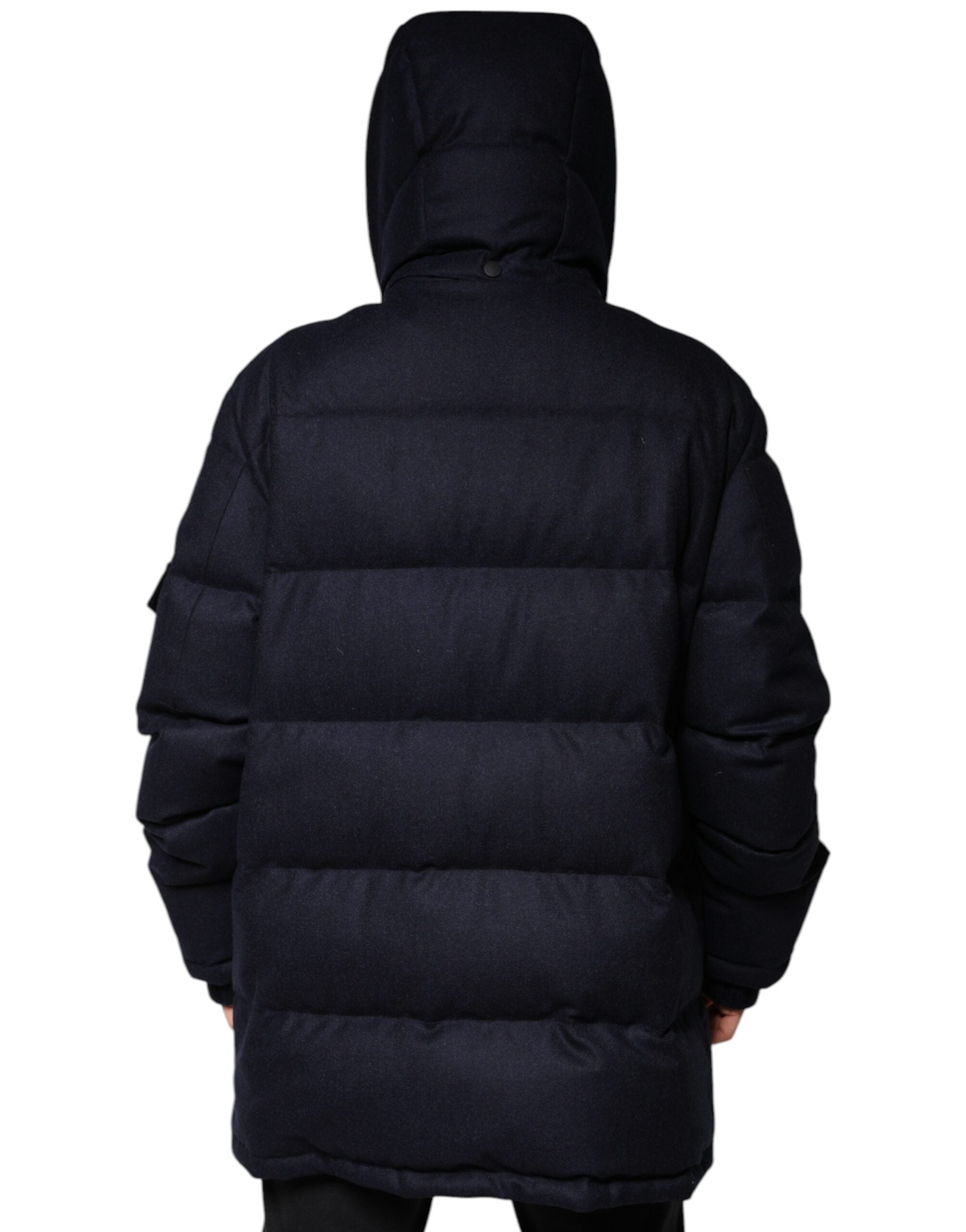 Dolce &amp; Gabbana Black Nylon Hooded Puffer Men Coat Jacket
