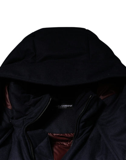 Dolce &amp; Gabbana Black Nylon Hooded Puffer Men Coat Jacket