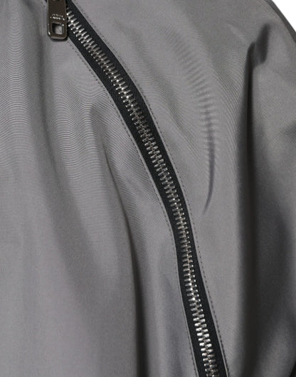Dolce &amp; Gabbana Gray Polyester Hooded Men Full Zip Jacket