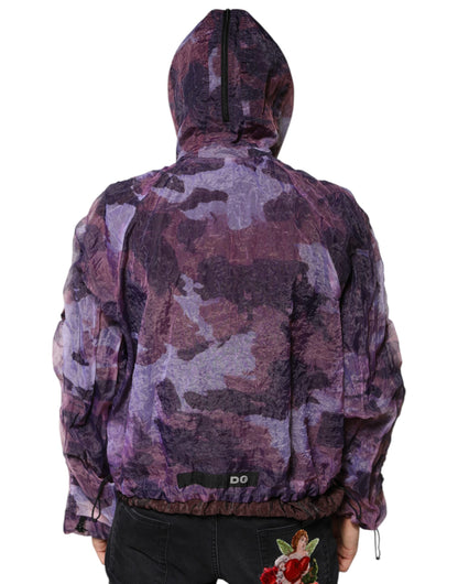 Dolce &amp; Gabbana Purple Camouflage Hooded Men Blouson Jacket