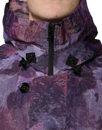 Dolce &amp; Gabbana Purple Camouflage Hooded Men Blouson Jacket