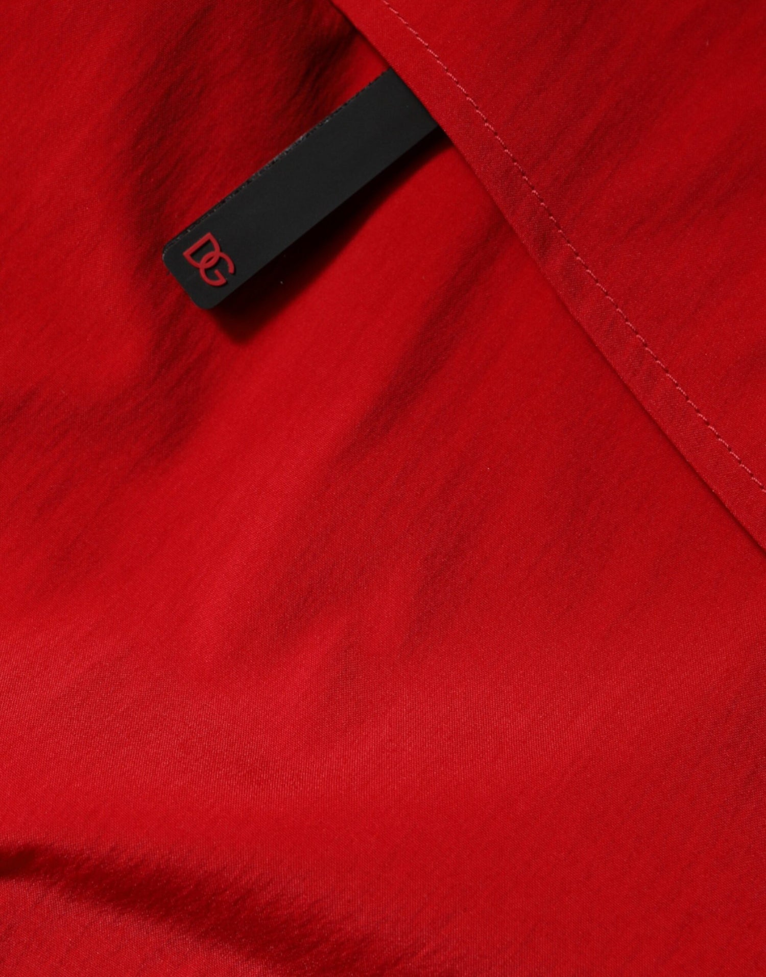 Dolce &amp; Gabbana Red Nylon Hooded Men Full Zip Parka Jacket