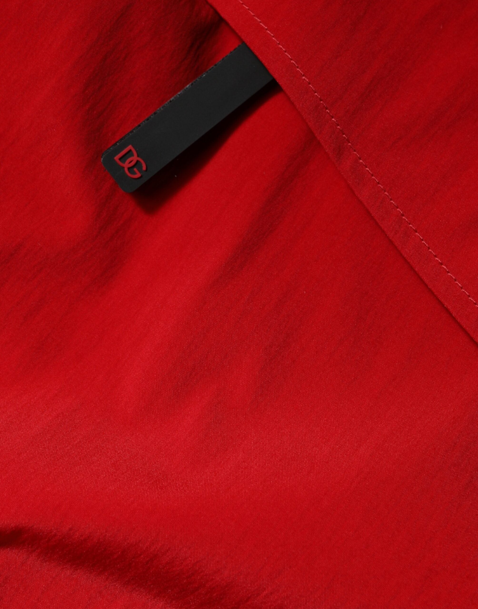 Dolce &amp; Gabbana Red Nylon Hooded Men Full Zip Parka Jacket
