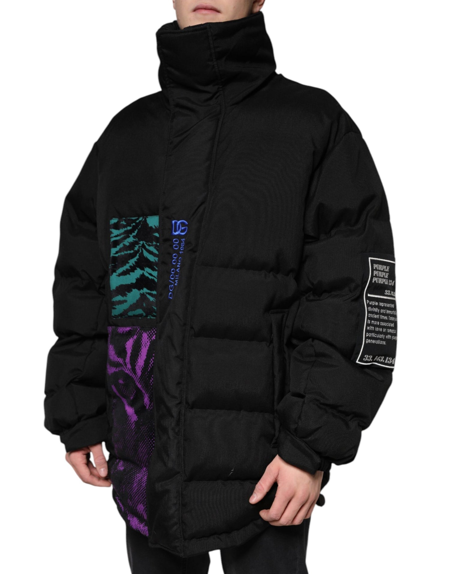 Dolce &amp; Gabbana Black Nylon Puffer Men Full Zip Jacket