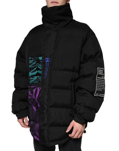 Dolce &amp; Gabbana Black Nylon Puffer Men Full Zip Jacket