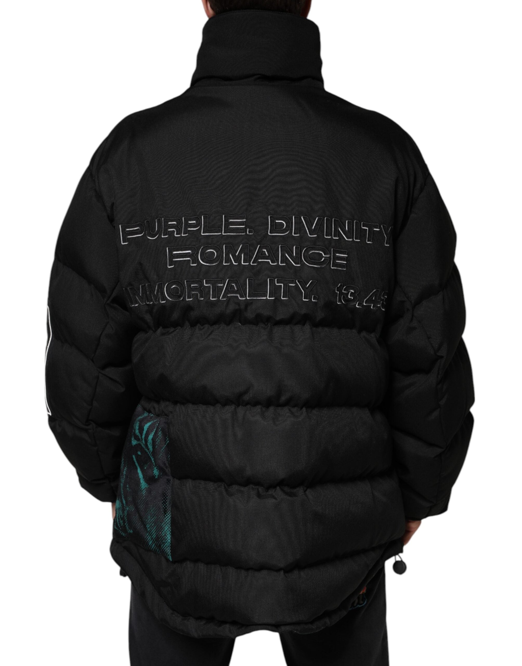 Dolce &amp; Gabbana Black Nylon Puffer Men Full Zip Jacket