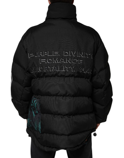 Dolce &amp; Gabbana Black Nylon Puffer Men Full Zip Jacket