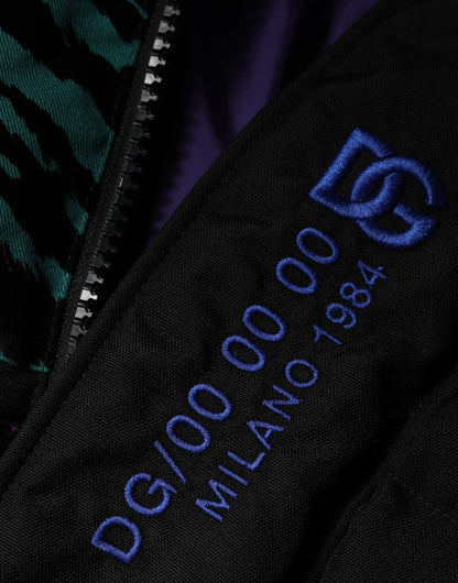 Dolce &amp; Gabbana Black Nylon Puffer Men Full Zip Jacket