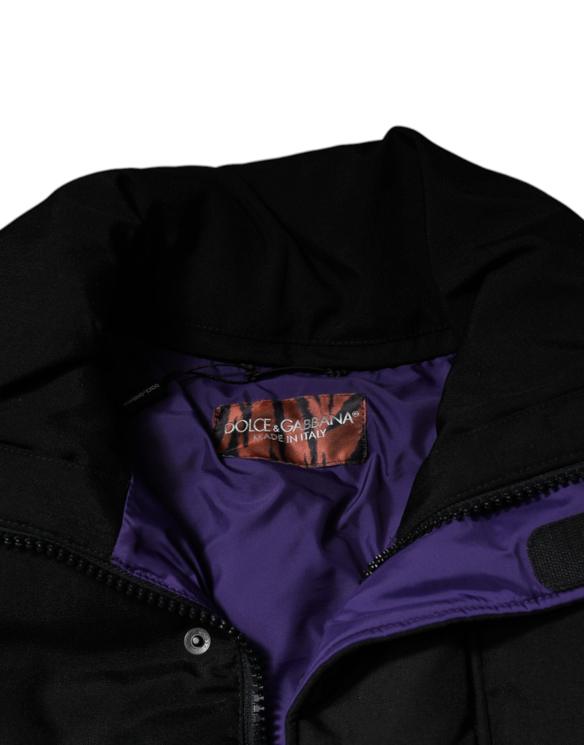 Dolce &amp; Gabbana Black Nylon Puffer Men Full Zip Jacket