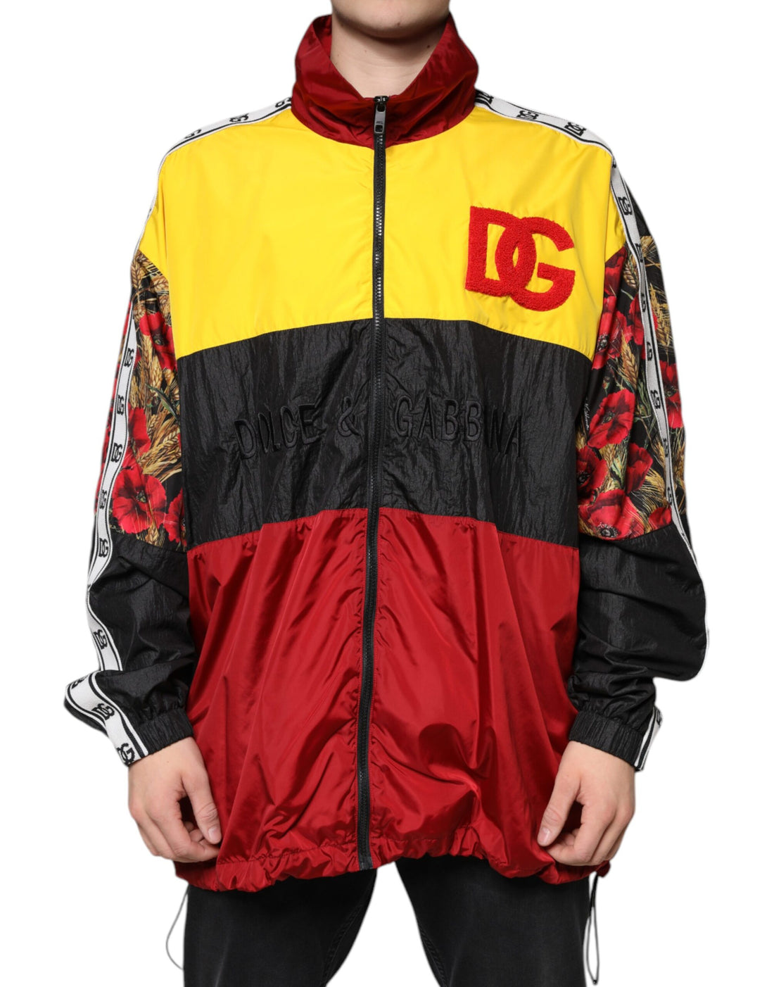 Dolce &amp; Gabbana Multicolor Patchwork Men Full Zip Sweater