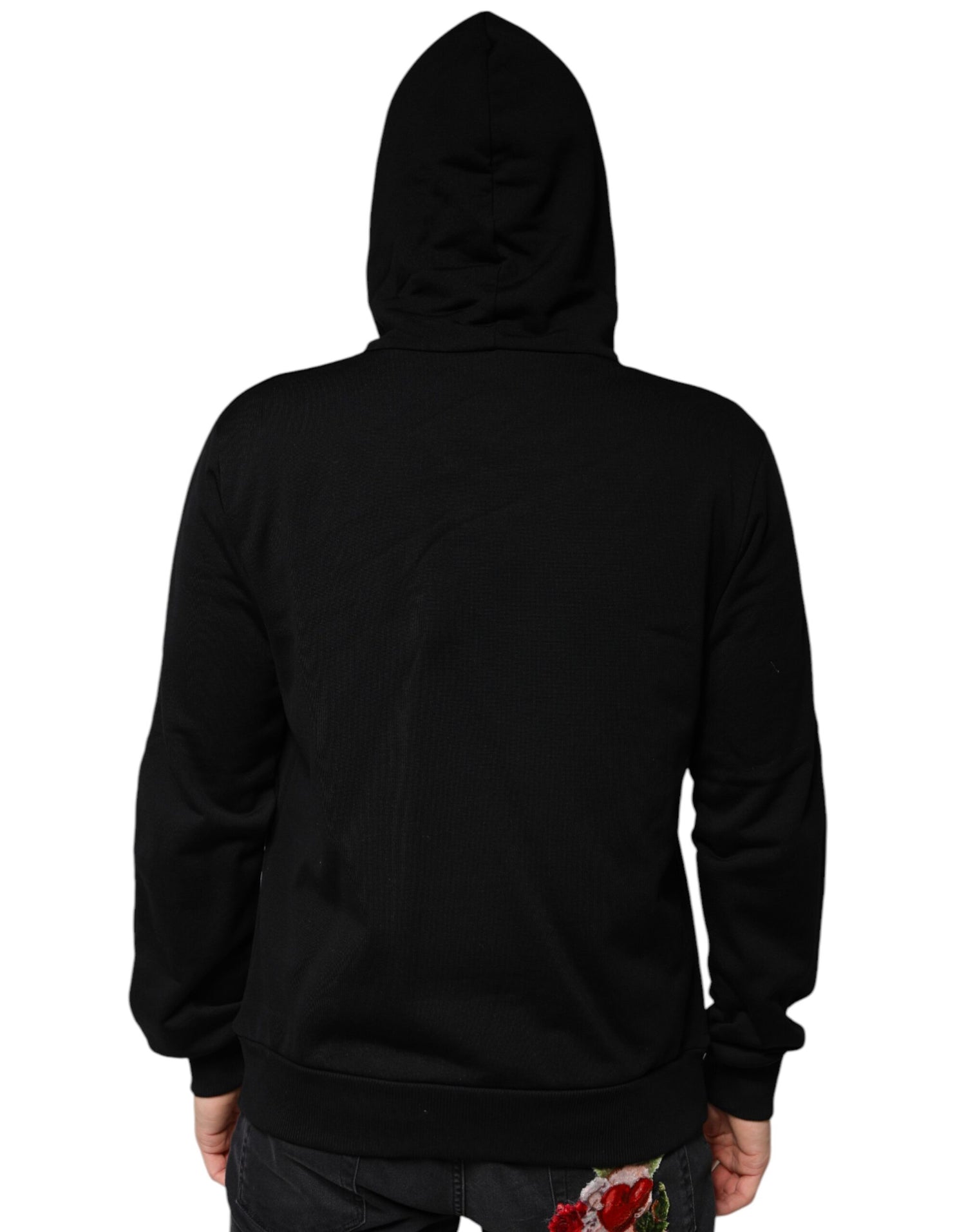 Dolce &amp; Gabbana Black Crown Cotton Hooded Sweatshirt Sweater