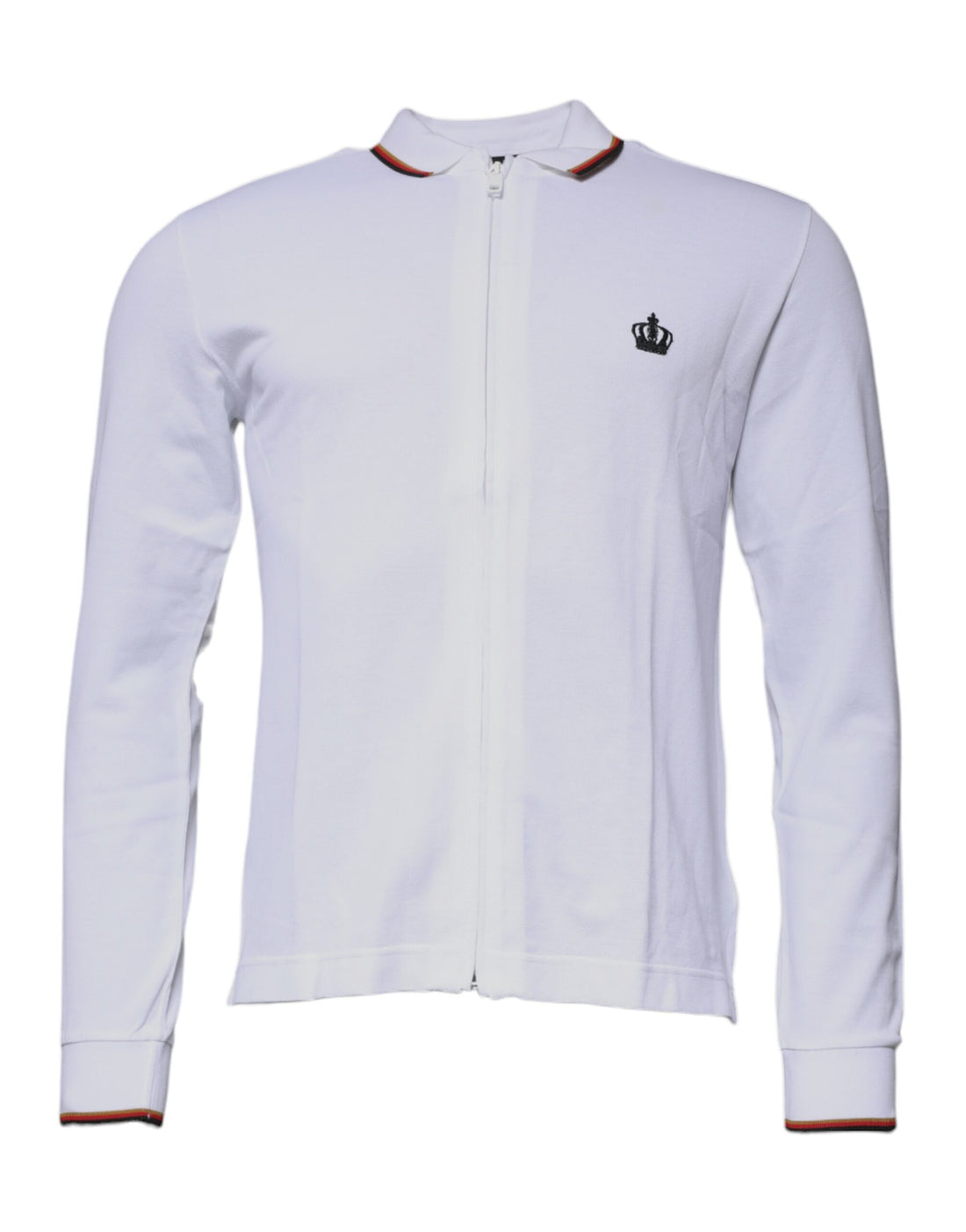 Dolce &amp; Gabbana White Crown Men Full Zip Sweatshirt Sweater