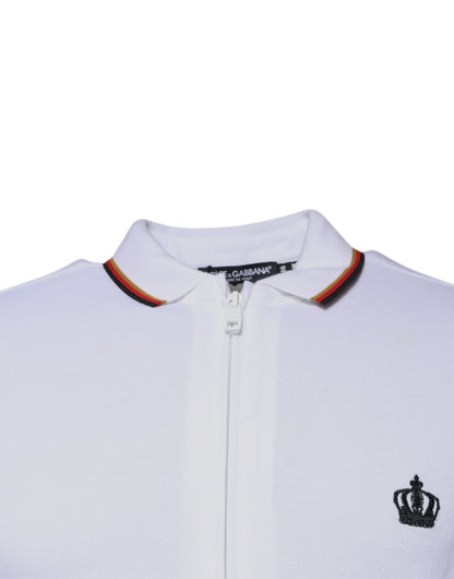 Dolce &amp; Gabbana White Crown Men Full Zip Sweatshirt Sweater