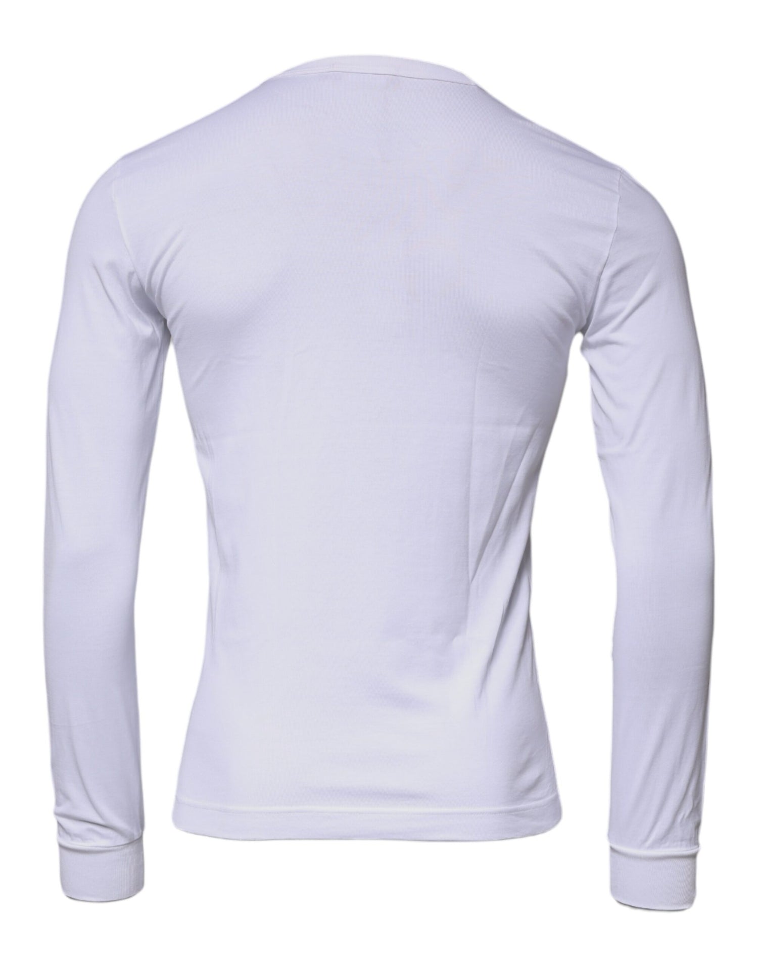 Dolce &amp; Gabbana White Crown Crew Neck Cotton Pullover Sweater