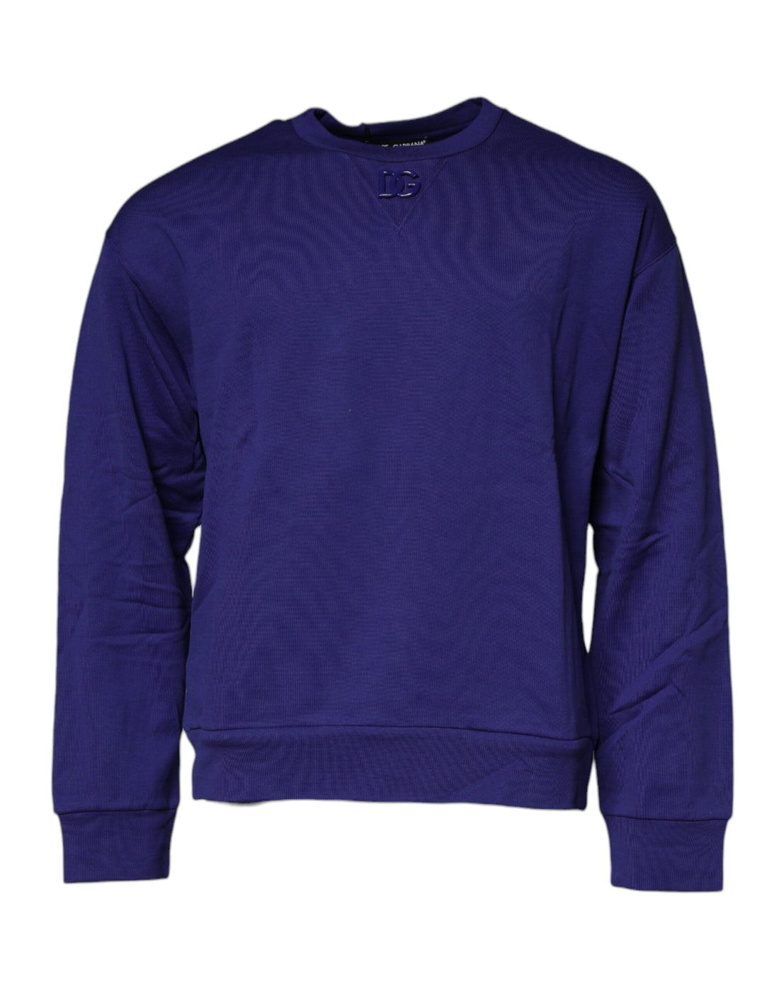 Dolce &amp; Gabbana Blue Cotton Crew Neck Men Pullover Sweater
