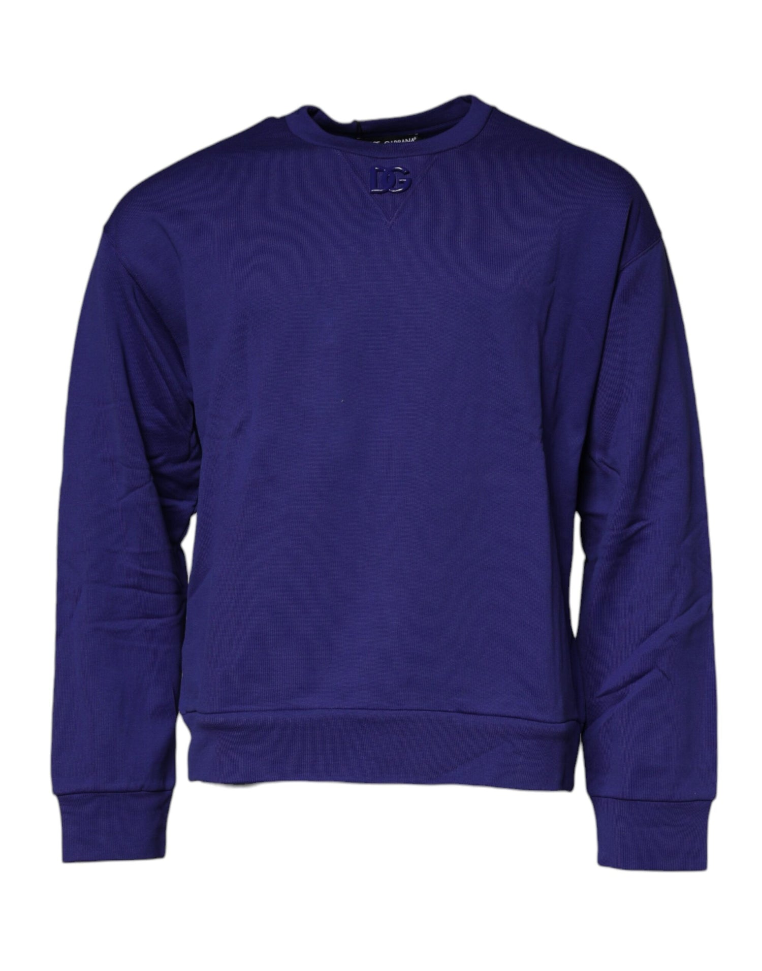 Dolce &amp; Gabbana Blue Cotton Crew Neck Men Pullover Sweater
