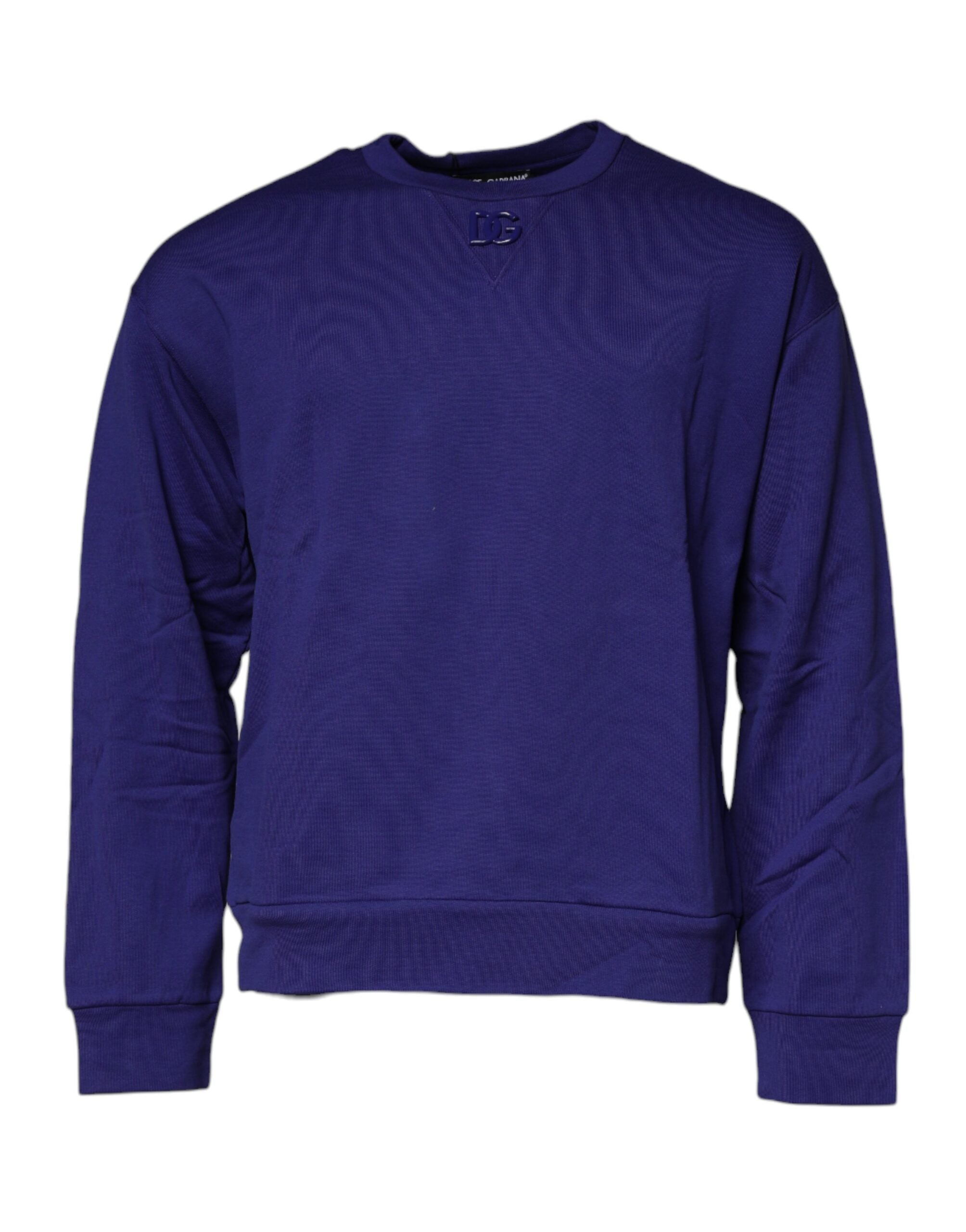 Dolce &amp; Gabbana Blue Cotton Crew Neck Men Pullover Sweater
