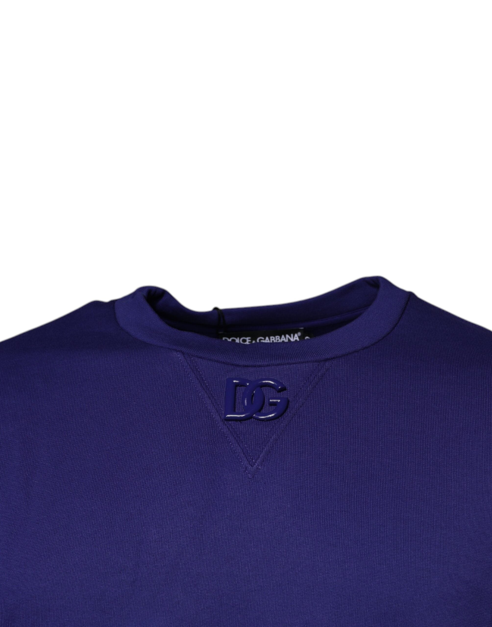 Dolce &amp; Gabbana Blue Cotton Crew Neck Men Pullover Sweater