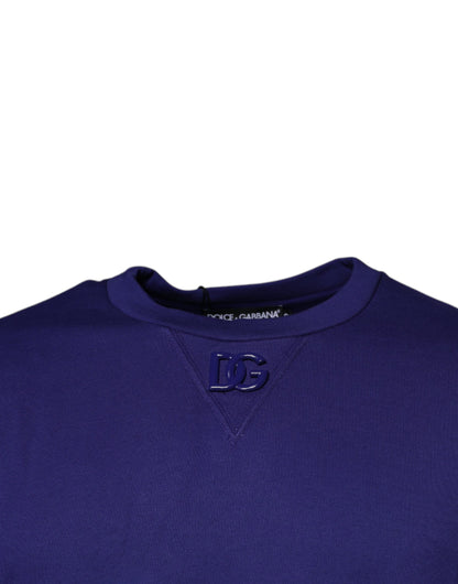 Dolce &amp; Gabbana Blue Cotton Crew Neck Men Pullover Sweater