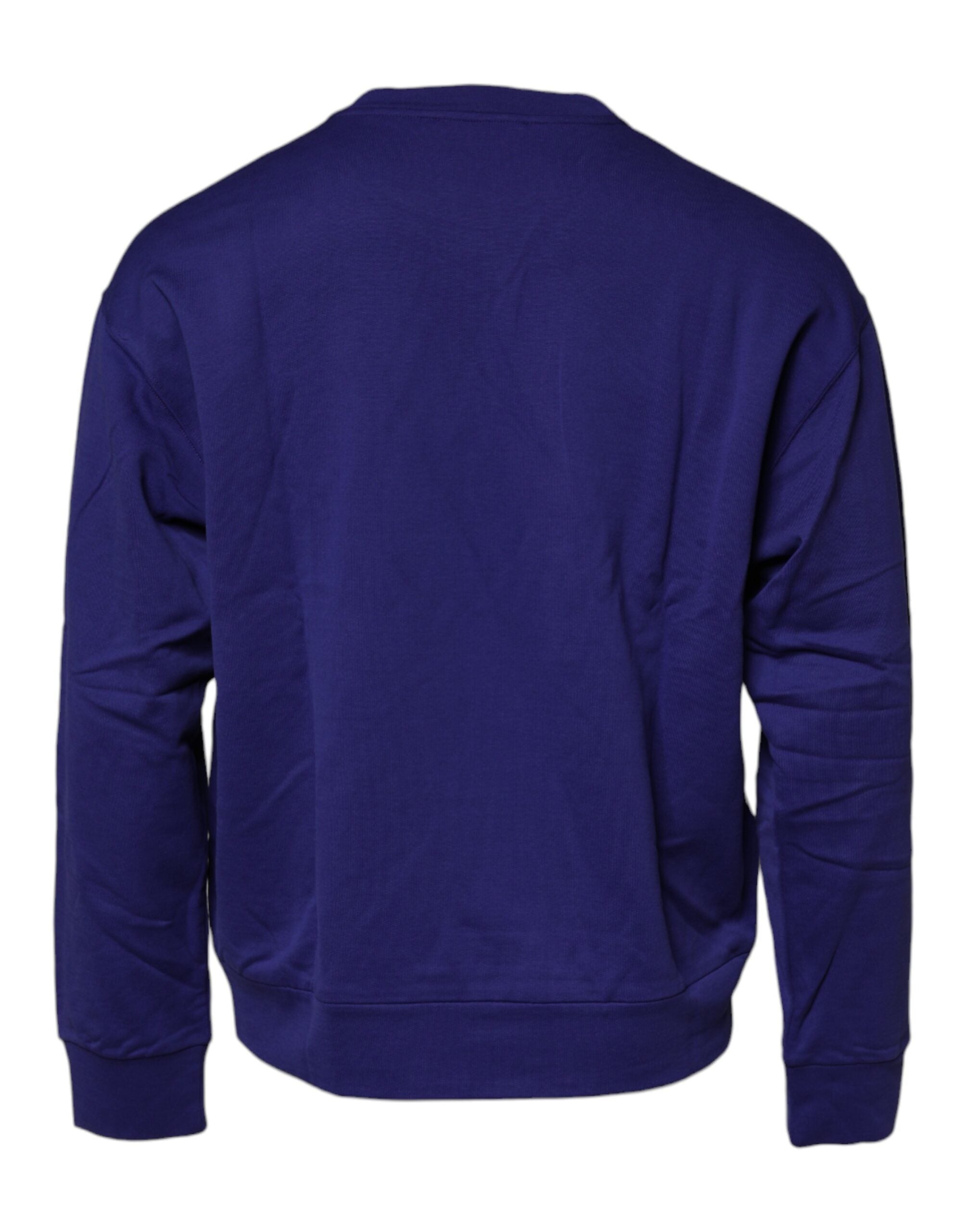 Dolce &amp; Gabbana Blue Cotton Crew Neck Men Pullover Sweater