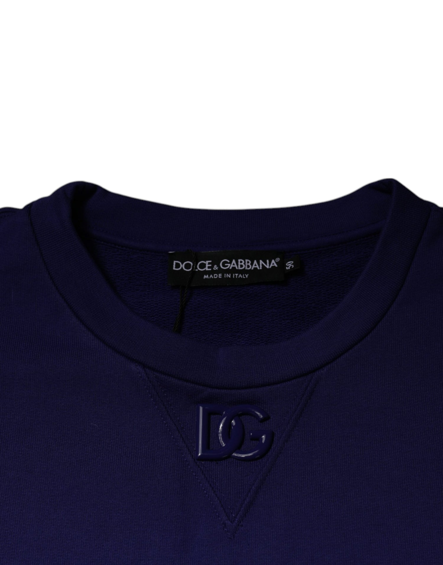 Dolce &amp; Gabbana Blue Cotton Crew Neck Men Pullover Sweater
