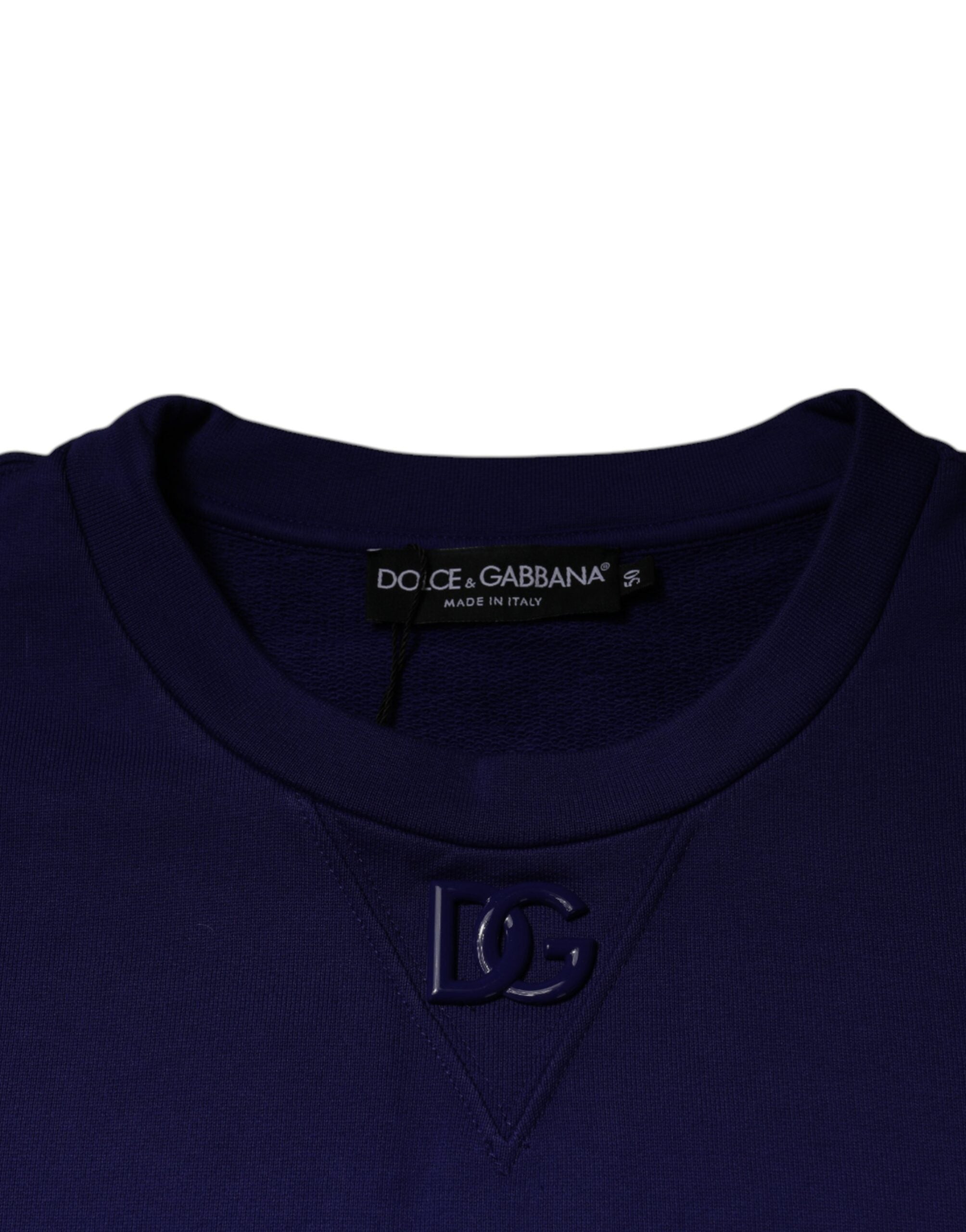 Dolce &amp; Gabbana Blue Cotton Crew Neck Men Pullover Sweater