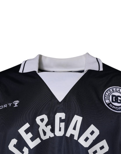 Dolce &amp; Gabbana Blue Logo Jersey Collared Pullover Sweater