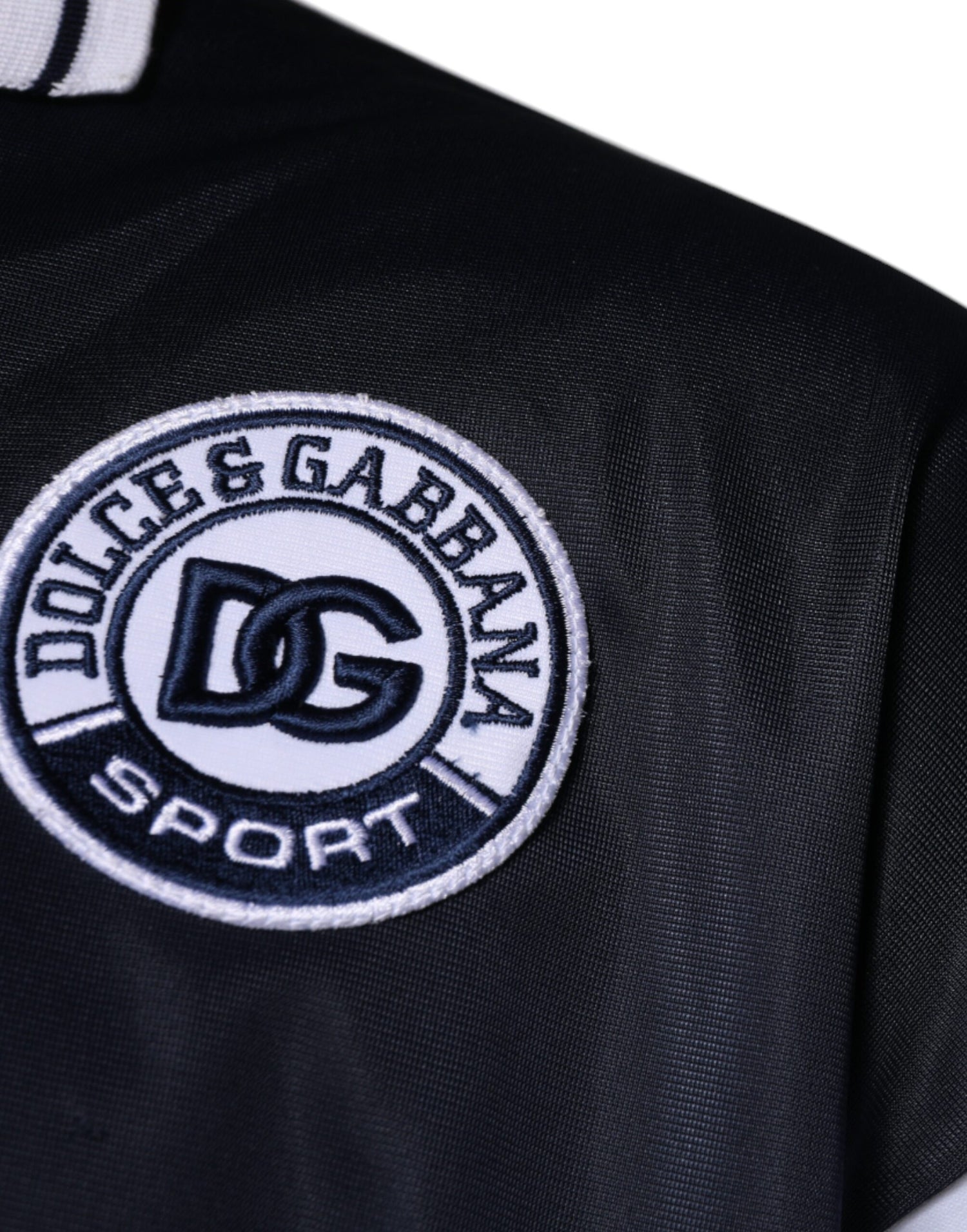 Dolce &amp; Gabbana Blue Logo Jersey Collared Pullover Sweater