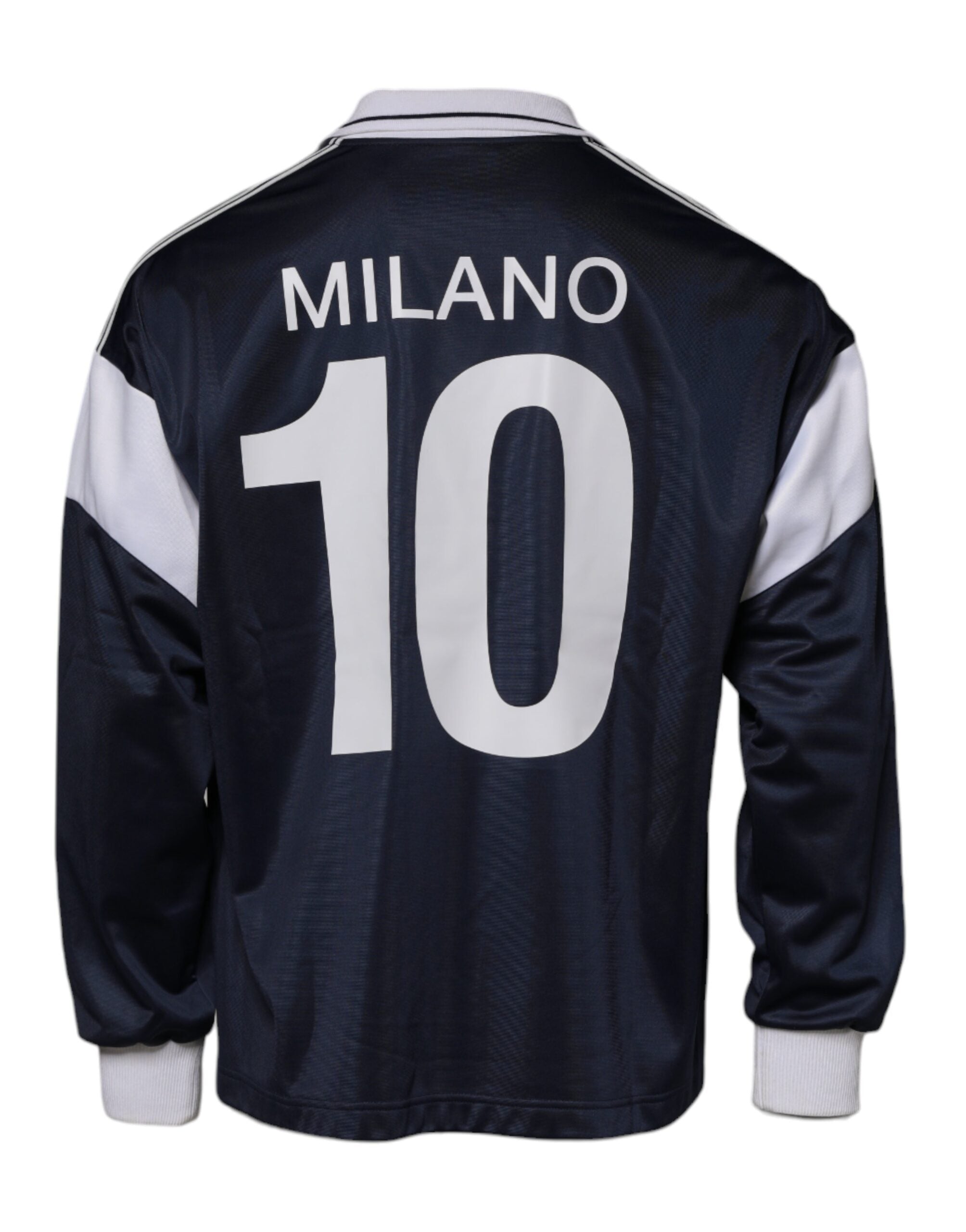 Dolce &amp; Gabbana Blue Logo Jersey Collared Pullover Sweater