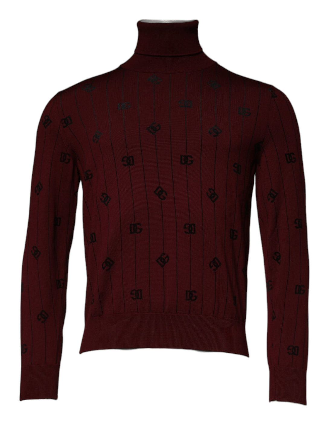 Dolce &amp; Gabbana Maroon Monogram Turtleneck Pullover Sweater