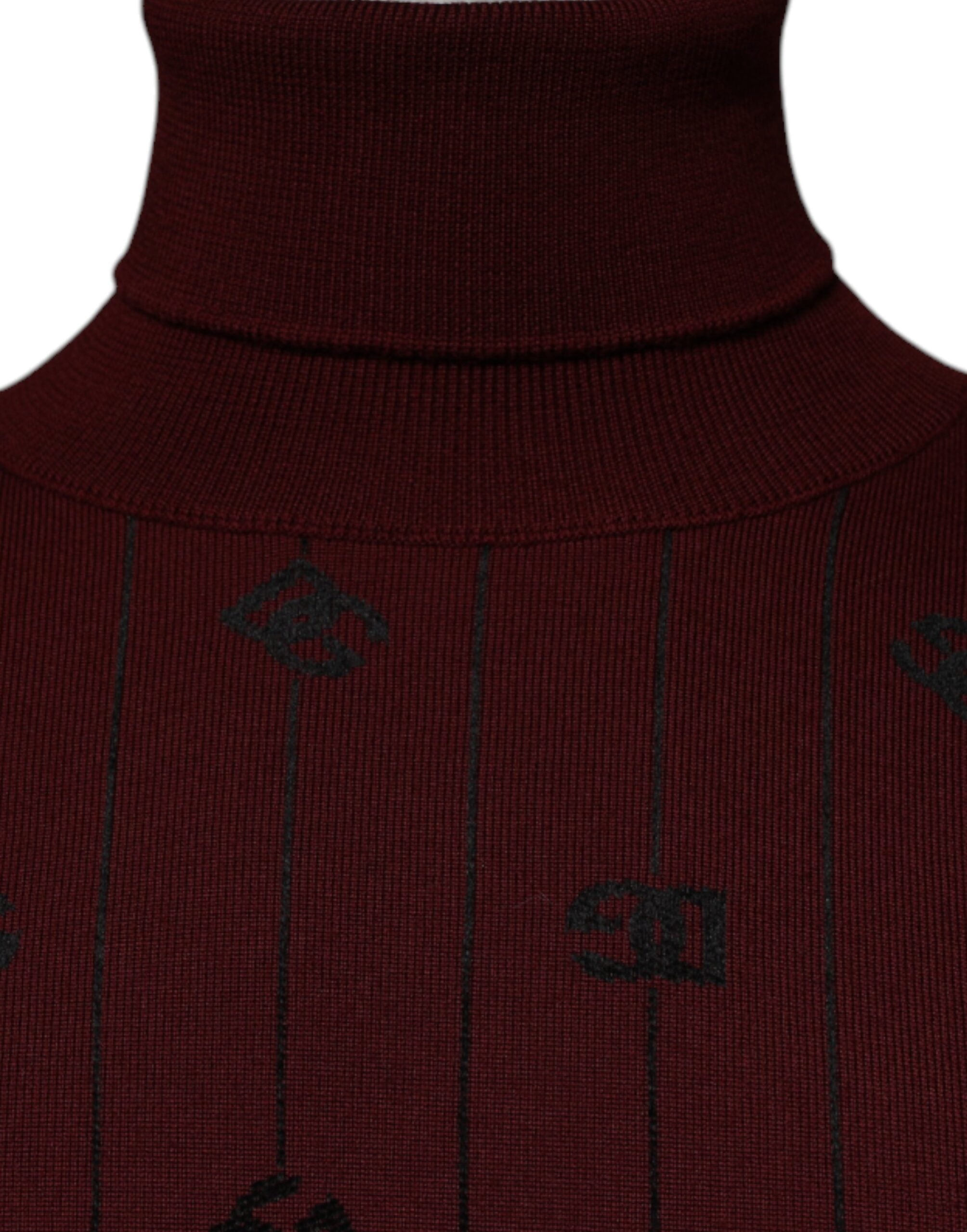 Dolce &amp; Gabbana Maroon Monogram Turtleneck Pullover Sweater