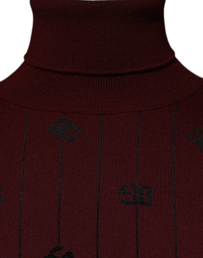 Dolce &amp; Gabbana Maroon Monogram Turtleneck Pullover Sweater