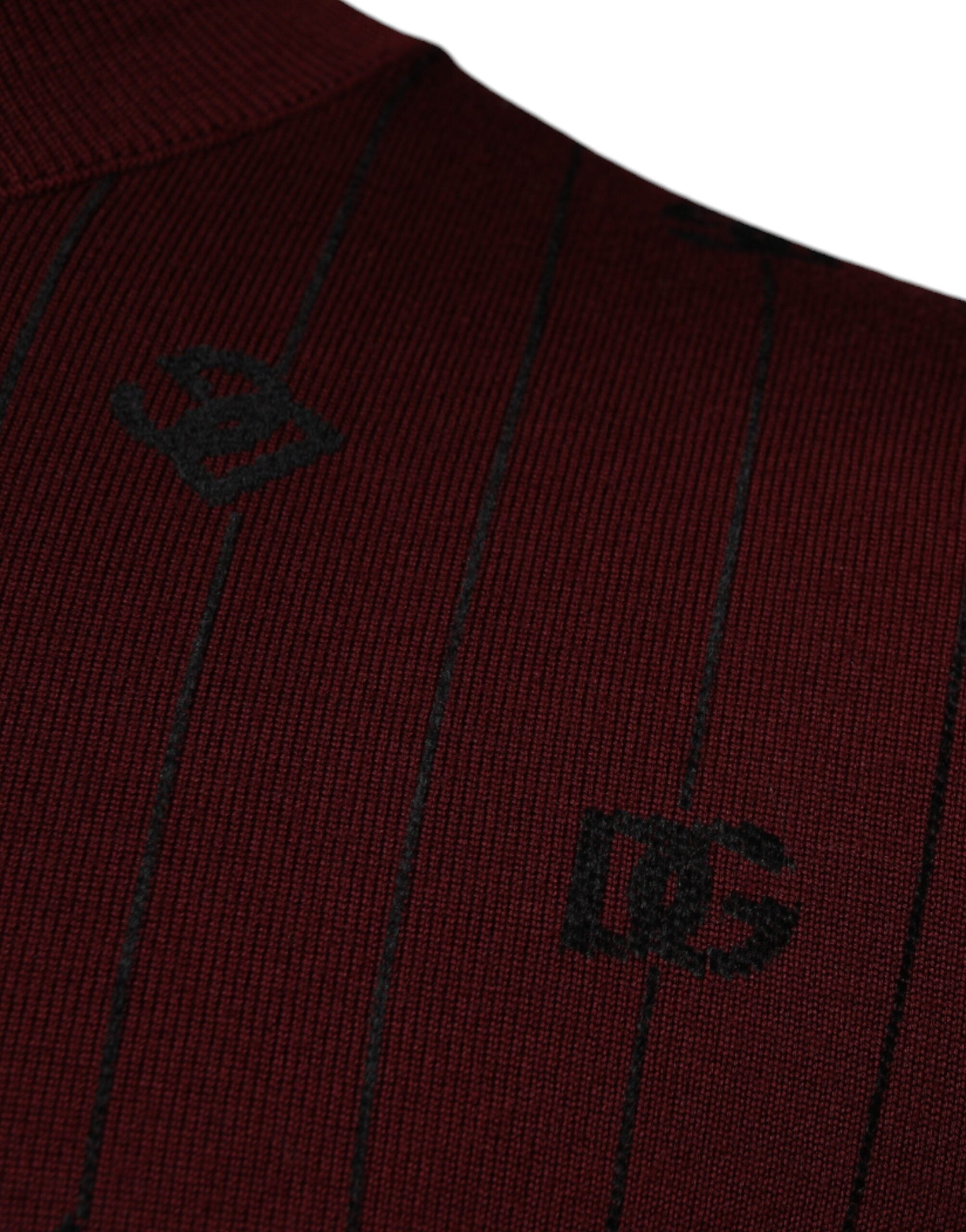 Dolce &amp; Gabbana Maroon Monogram Turtleneck Pullover Sweater