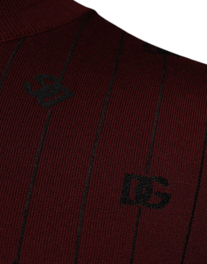 Dolce &amp; Gabbana Maroon Monogram Turtleneck Pullover Sweater