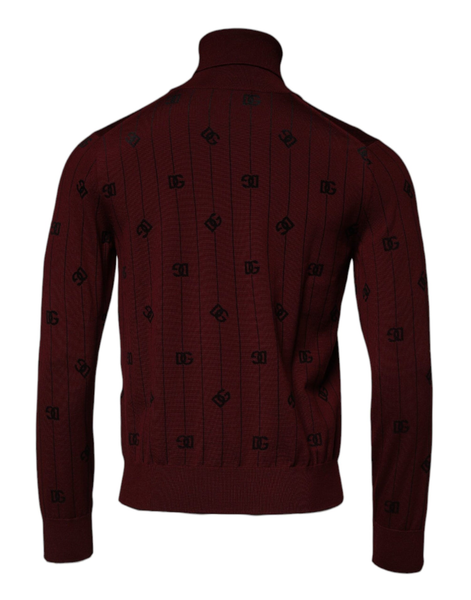 Dolce &amp; Gabbana Maroon Monogram Turtleneck Pullover Sweater