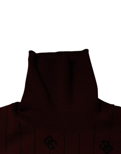 Dolce &amp; Gabbana Maroon Monogram Turtleneck Pullover Sweater