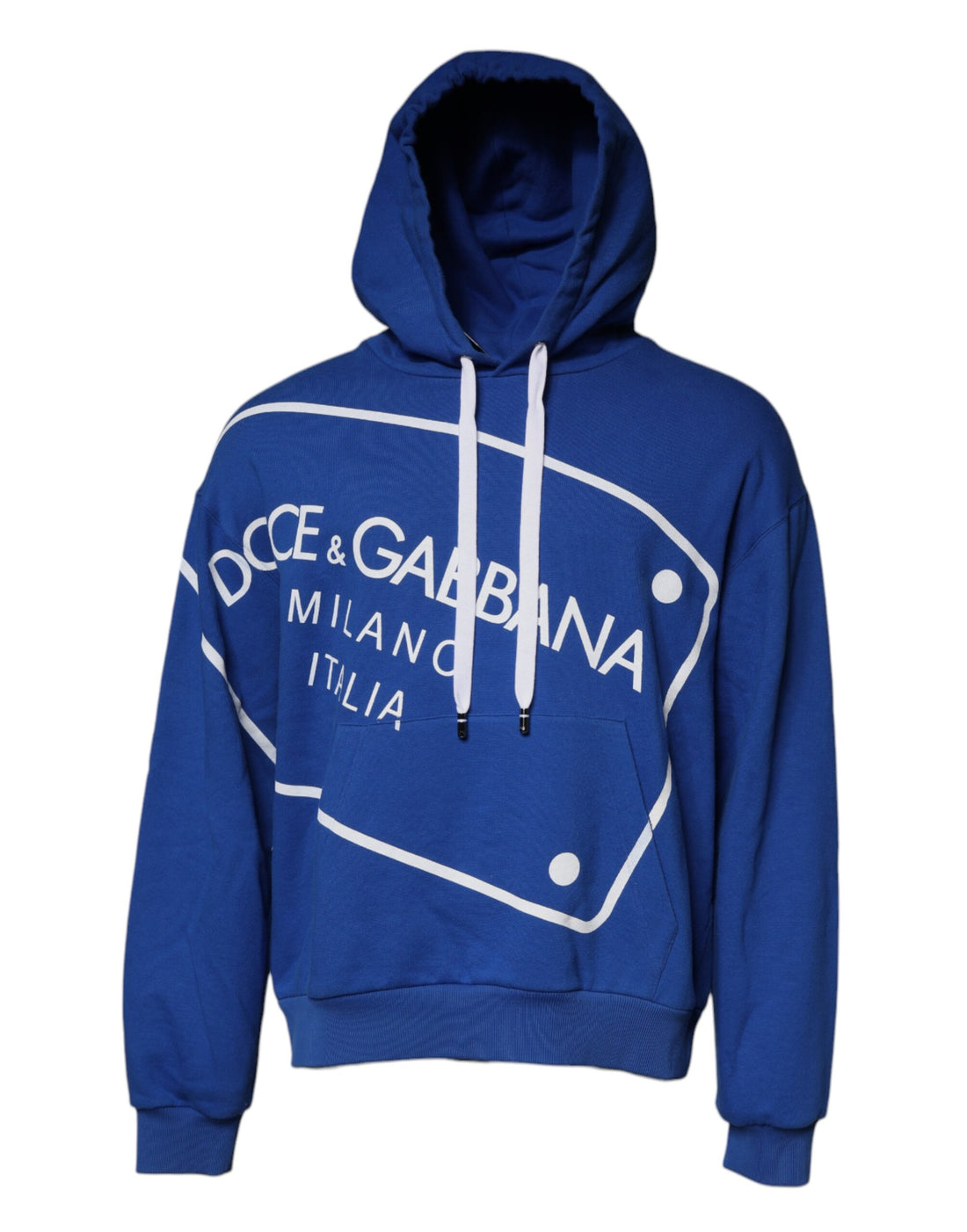Dolce &amp; Gabbana Blue Logo Print Hooded Sweatshirt Sweater