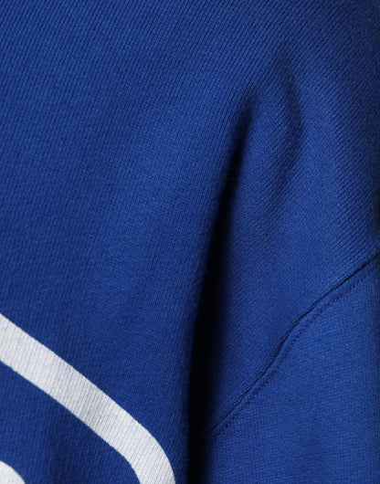 Dolce &amp; Gabbana Blue Logo Print Hooded Sweatshirt Sweater