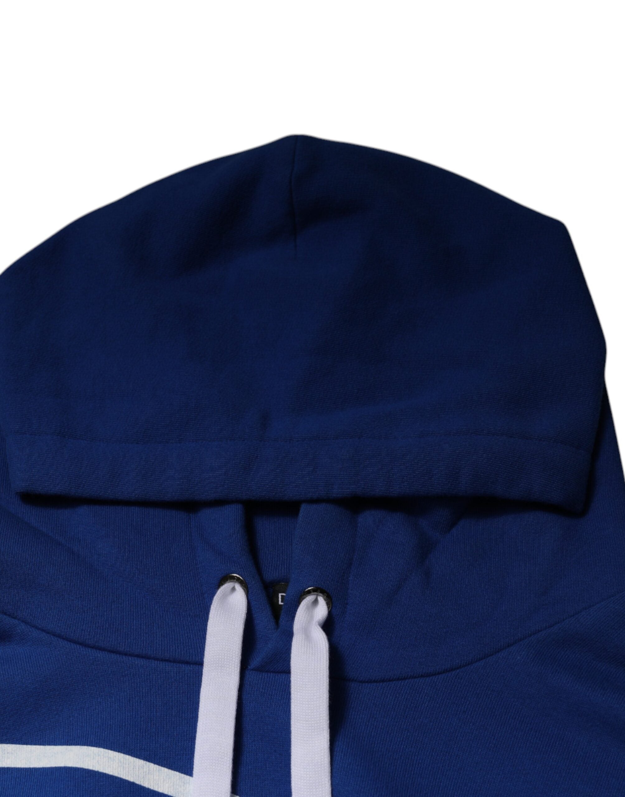 Dolce &amp; Gabbana Blue Logo Print Hooded Sweatshirt Sweater