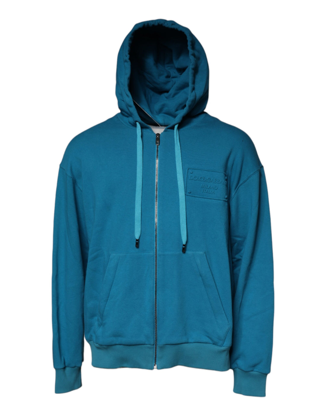 Dolce &amp; Gabbana Blue Logo Cotton Hooded Sweatshirt Sweater