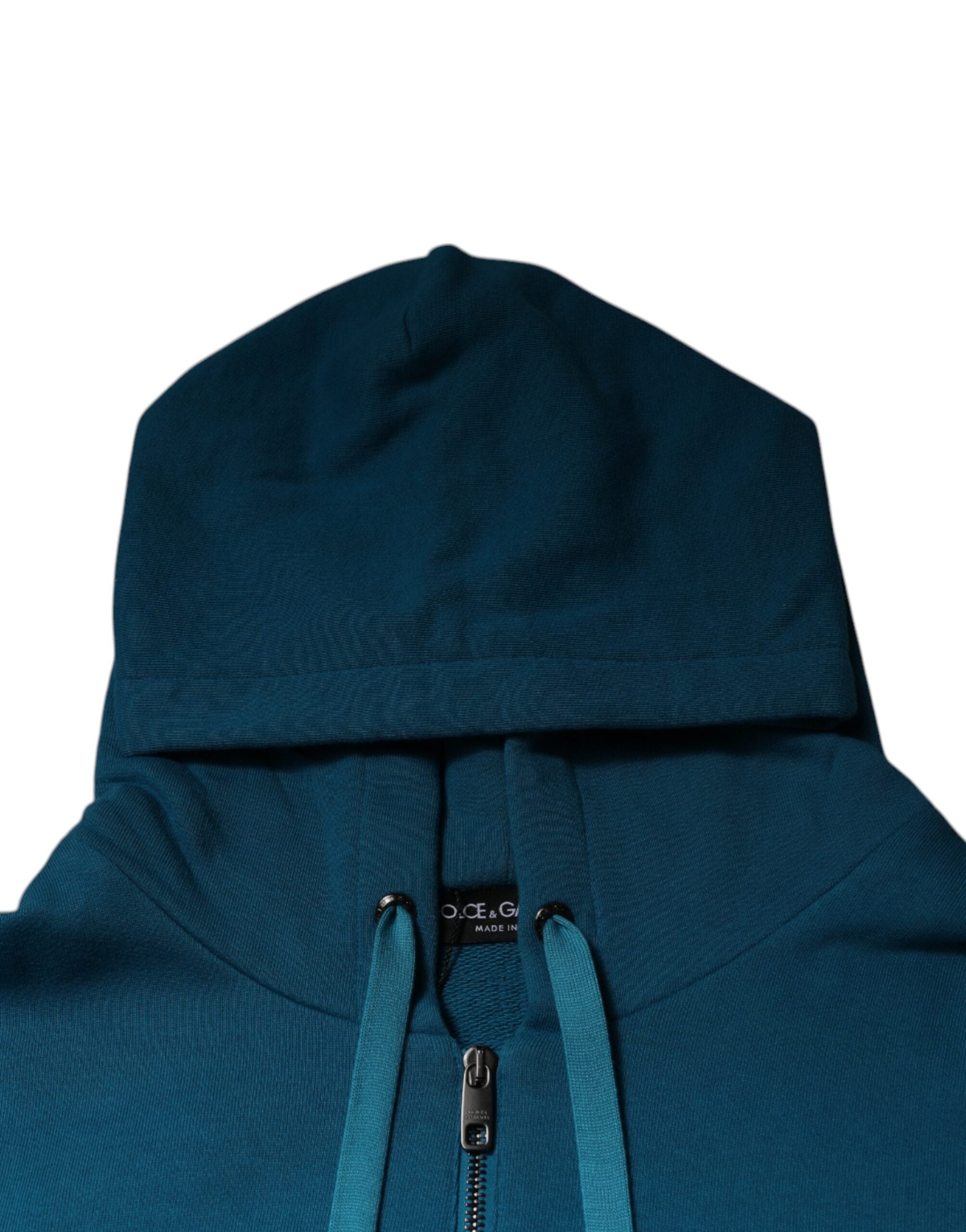 Dolce &amp; Gabbana Blue Logo Cotton Hooded Sweatshirt Sweater