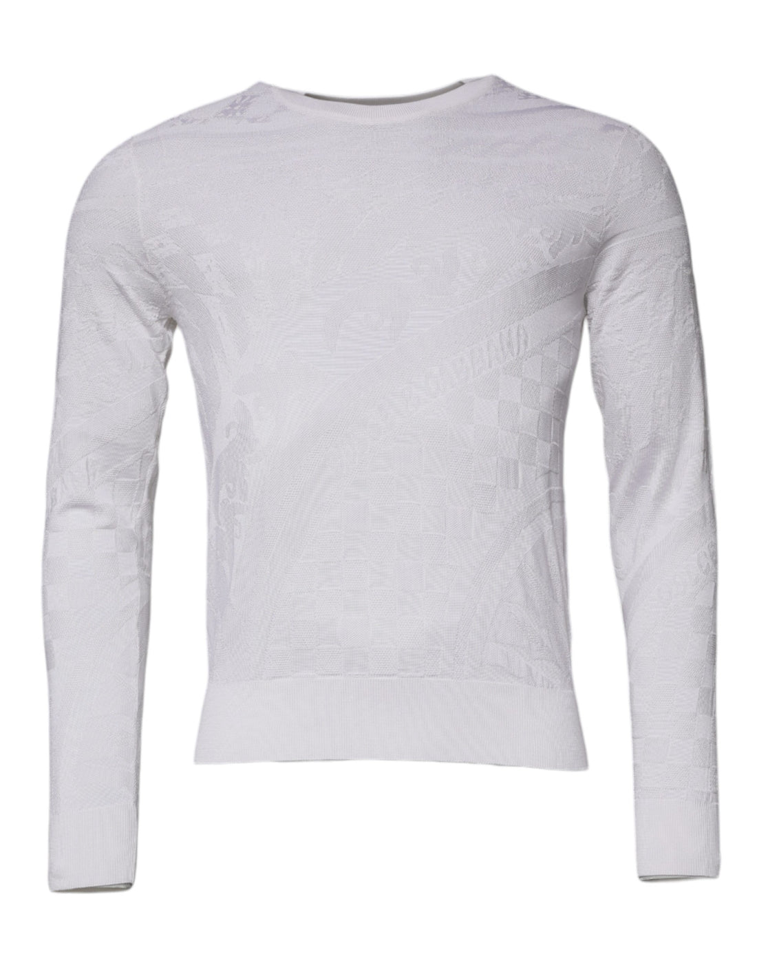 Dolce &amp; Gabbana White Silk Crew Neck Men Pullover Sweater