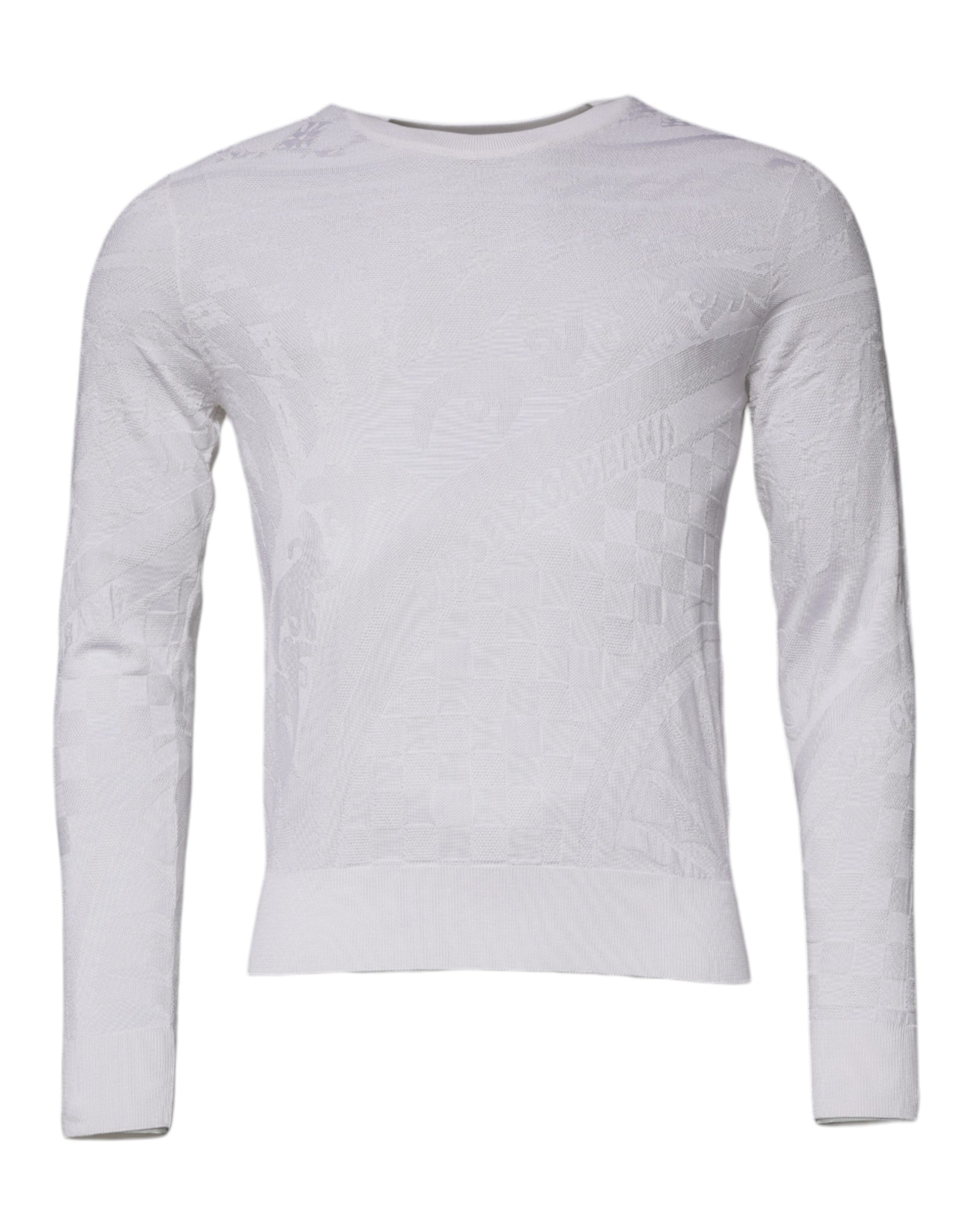 Dolce &amp; Gabbana White Silk Crew Neck Men Pullover Sweater