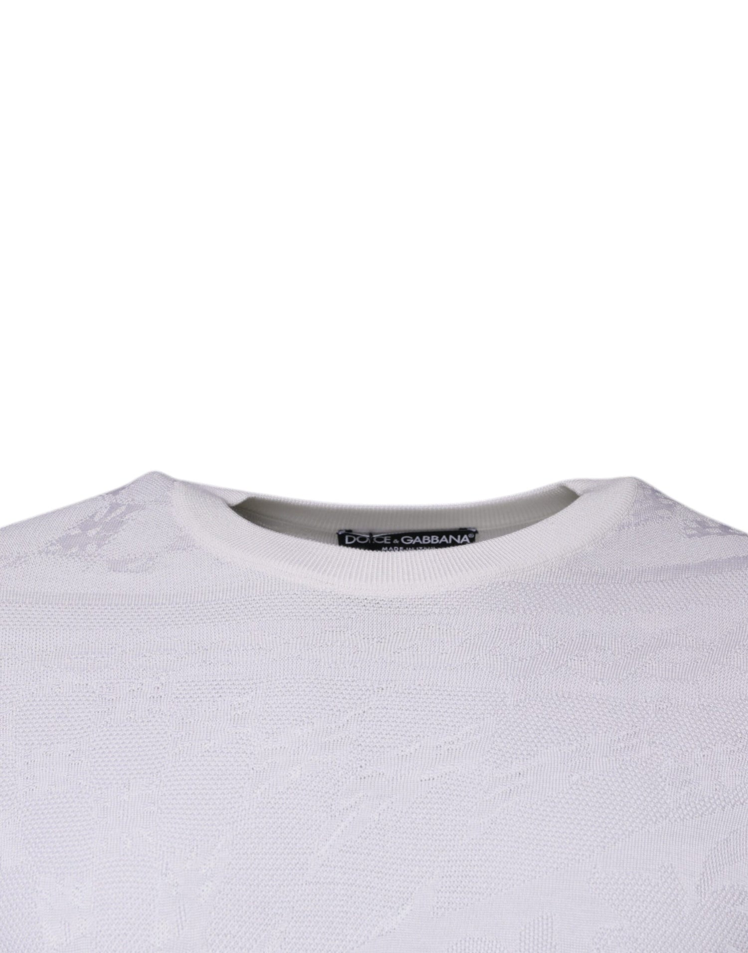 Dolce &amp; Gabbana White Silk Crew Neck Men Pullover Sweater