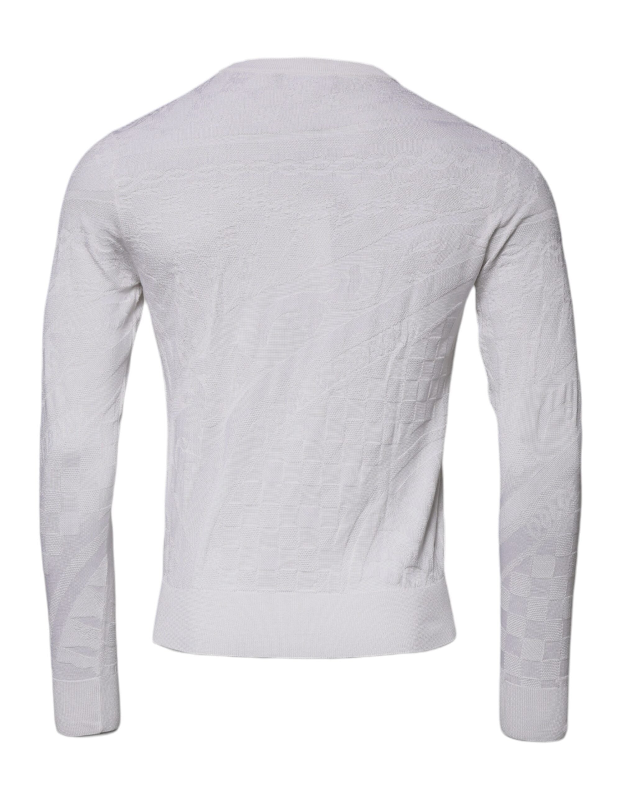 Dolce &amp; Gabbana White Silk Crew Neck Men Pullover Sweater