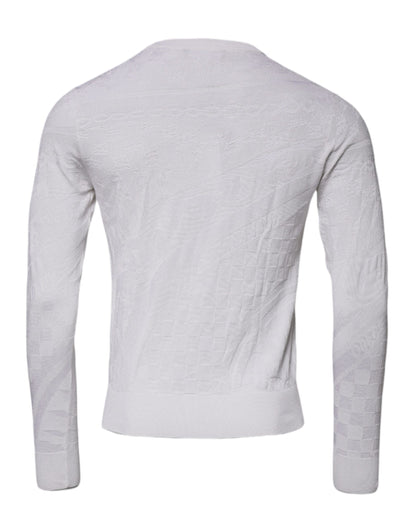 Dolce &amp; Gabbana White Silk Crew Neck Men Pullover Sweater