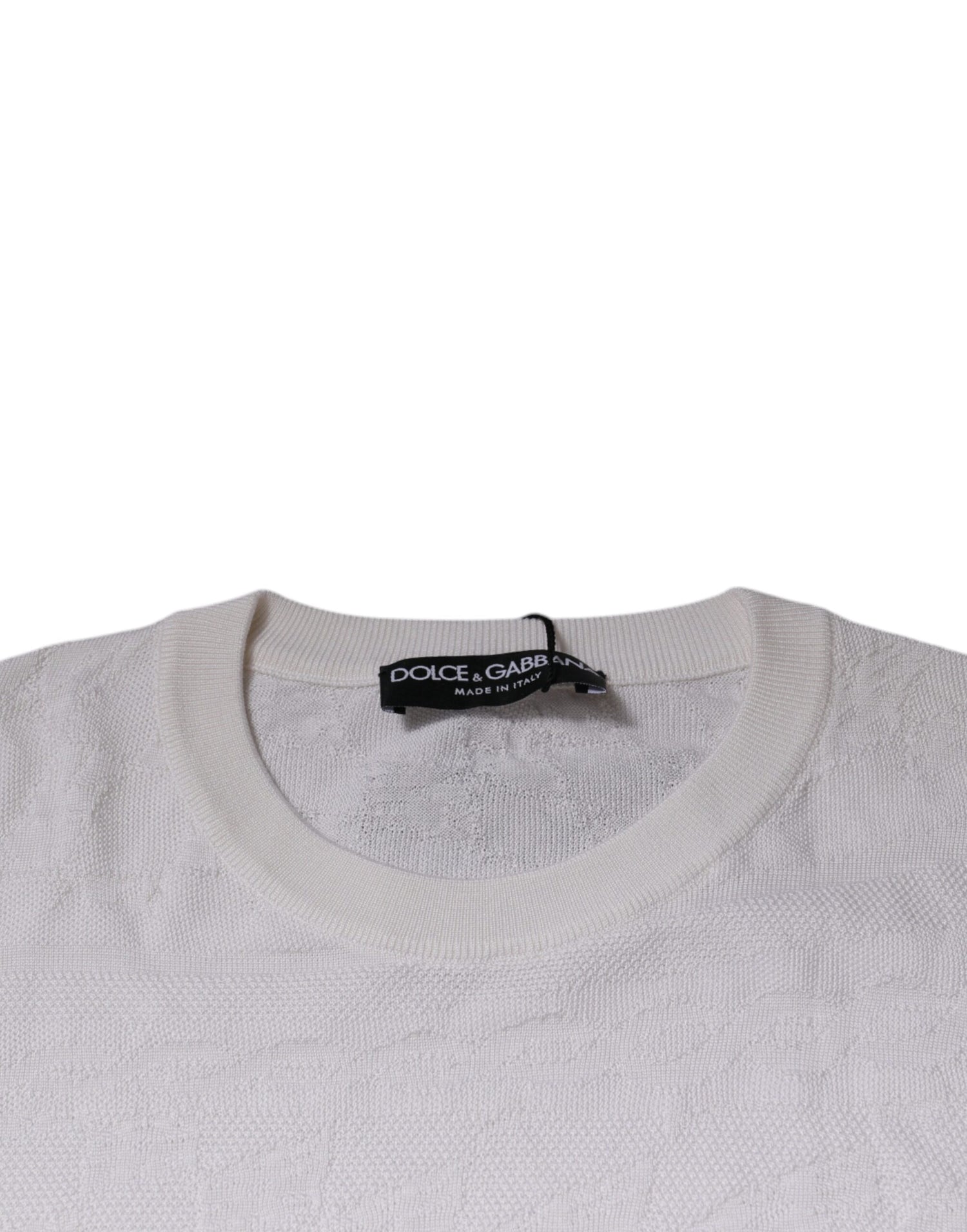 Dolce &amp; Gabbana White Silk Crew Neck Men Pullover Sweater
