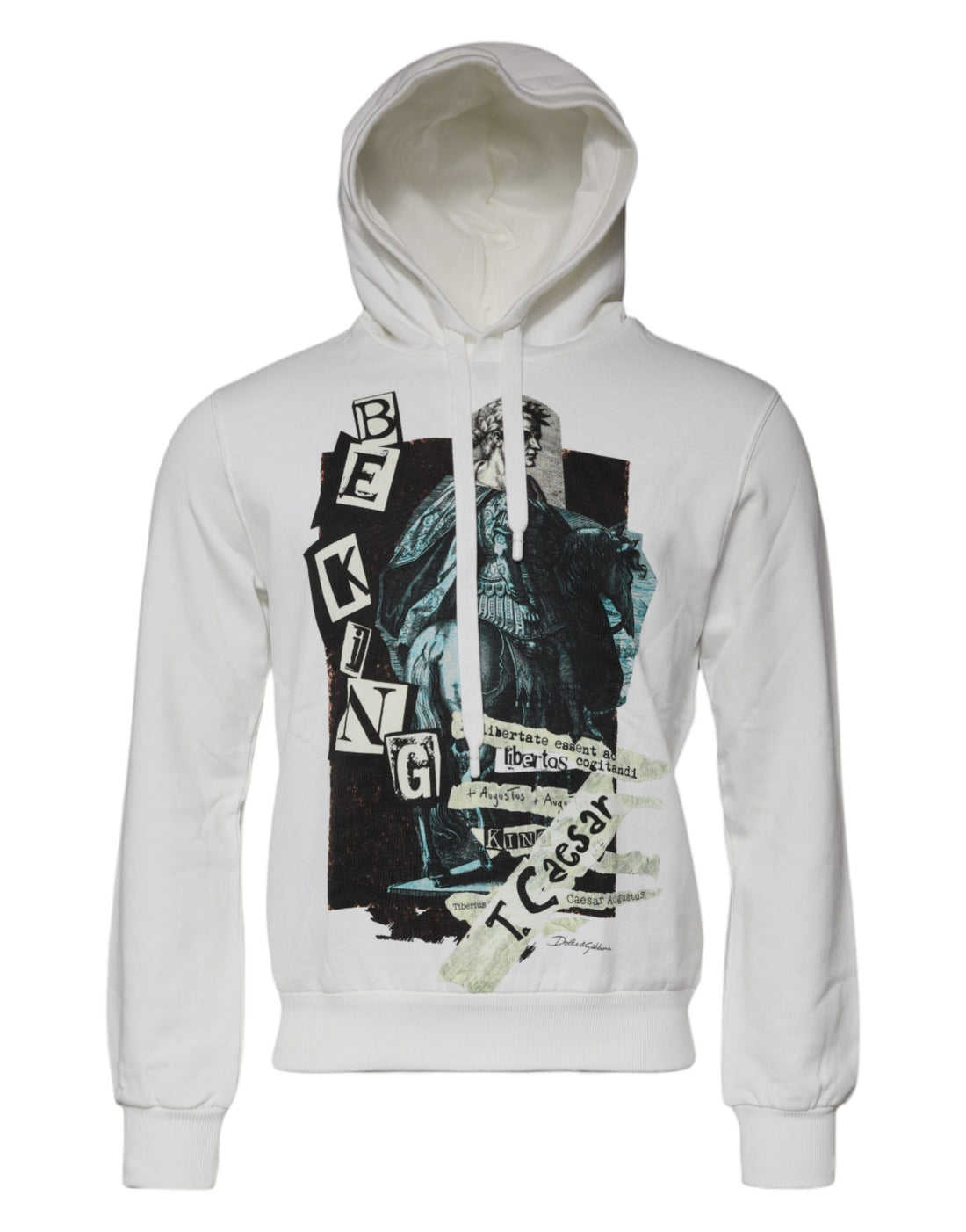 Dolce &amp; Gabbana White Caesar Cotton Hooded Pullover Sweater