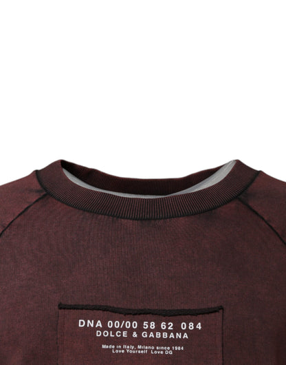 Dolce &amp; Gabbana Brown Logo Cotton Crew Neck Pullover Sweater