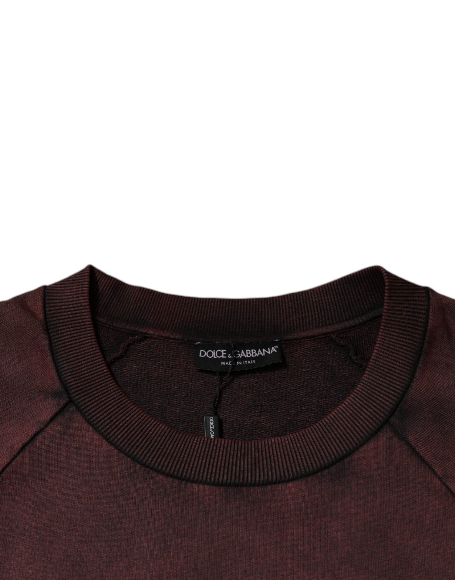 Dolce &amp; Gabbana Brown Logo Cotton Crew Neck Pullover Sweater